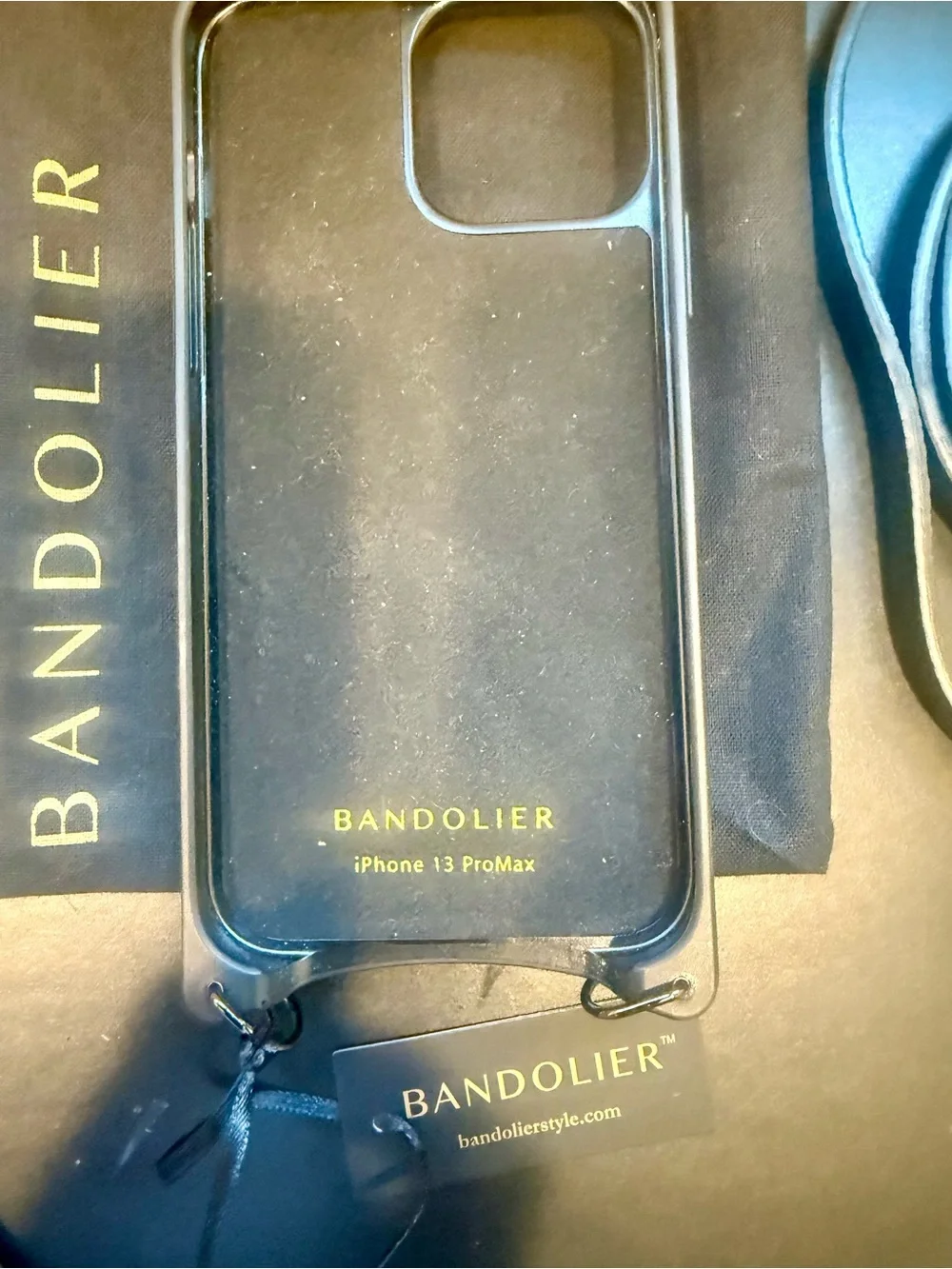 Bandolier Black Leather Wallet Phone Case with Strap - Black - Picture 2 of 5